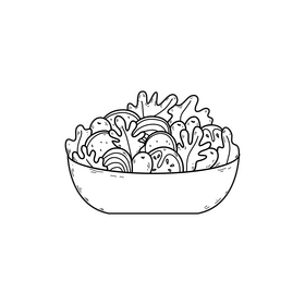 Salad drawing black and white clipart
