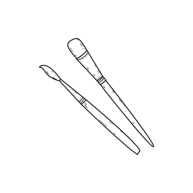 Painting brushes drawing black and white clipart