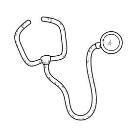 Stethoscope drawing black and white clipart
