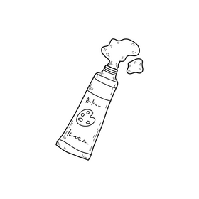 Paint tube drawing black and white clipart