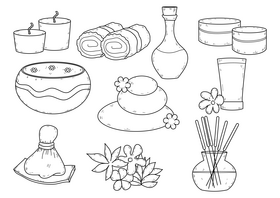 Spa drawing set black and white vector