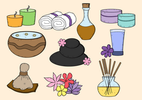 Spa drawing set vector