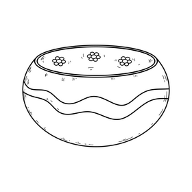 Foot spa bowl drawing black and white clipart