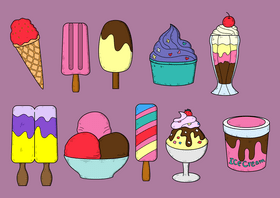 Ice cream drawing set vector