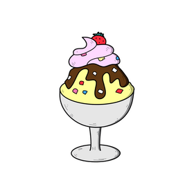 Glass ice cream drawing clipart