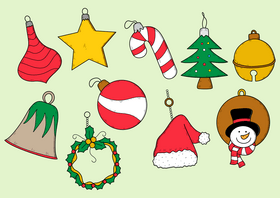 Christmas ornaments drawing set vector