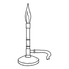 Bunsen burner drawing black and white clipart