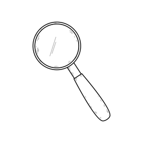 Magnifying glass drawing black and white clipart