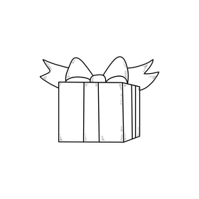 Present box drawing black and white clipart
