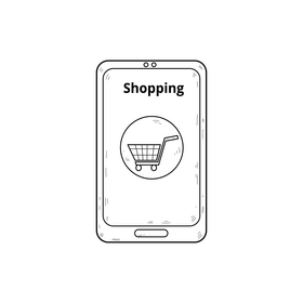 Online shopping drawing black and white clipart