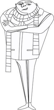 Despicable Me Gru drawing black and white clipart
