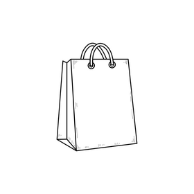 Shopping bag drawing black and white clipart