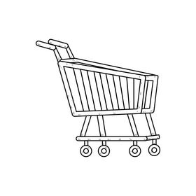 Shopping cart drawing black and white clipart