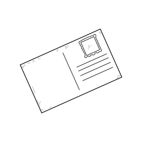 Postcard drawing black and white clipart