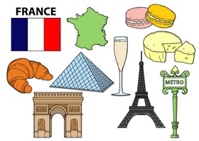 France drawing set vector