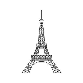 Eiffel tower drawing black and white clipart