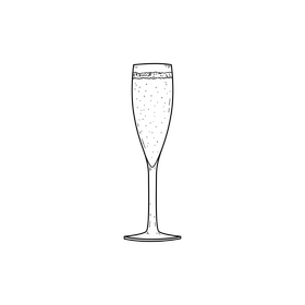 Champagne wine drawing black and white clipart