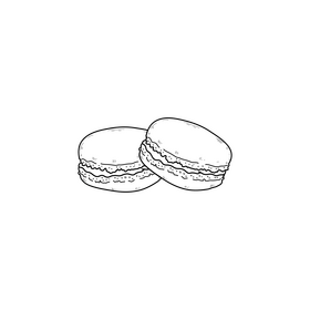 Macarons drawing black and white clipart