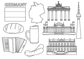 Germany drawing set black and white vector