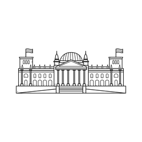 Reichstag building drawing black and white clipart