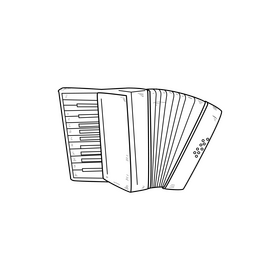 Accordion drawing black and white clipart