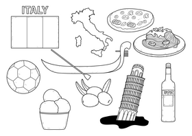 Italy drawing set black and white vector