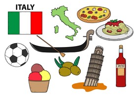 Italy drawing set vector