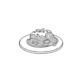 Italian pasta spaghetti drawing black and white clipart