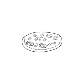 Italian pizza drawing black and white clipart