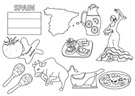 Spain drawing set black and white vector
