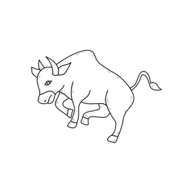 Bull cartoon drawing black and white clipart