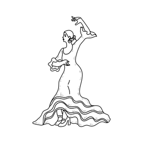 Flamenco dancer drawing black and white clipart