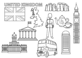 United Kingdom drawing set black and white vector