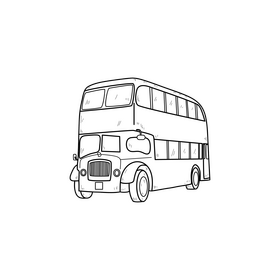 Double decker bus drawing black and white clipart