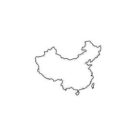 China map drawing black and white clipart
