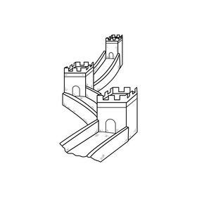Great Wall of China drawing black and white clipart