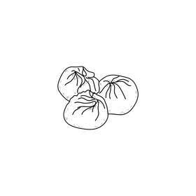 Chinese dumplings drawing black and white clipart