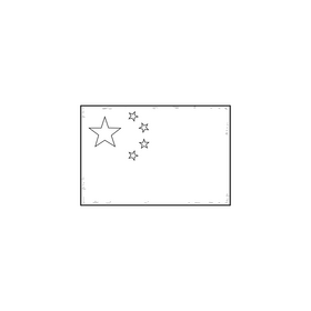 China flag drawing black and white clipart