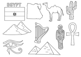 Egypt drawing set black and white vector