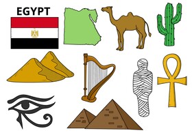Egypt drawing set vector