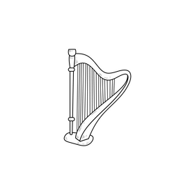 Harp drawing black and white clipart