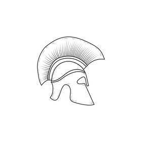 Greek warrior helmet drawing black and white clipart