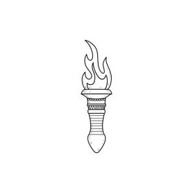 Torch drawing black and white clipart
