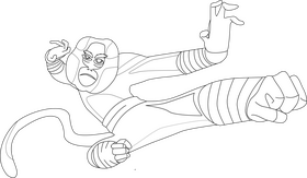 Kung fu monkey black and white clipart