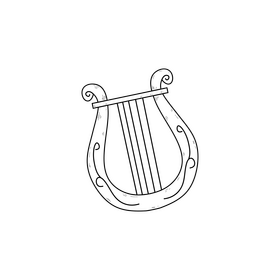 Lyre drawing black and white clipart