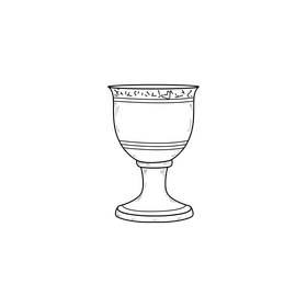 Ancient wine cup drawing black and white clipart