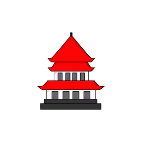 Pagoda temple drawing clipart