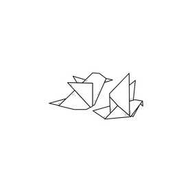 Origami drawing black and white clipart