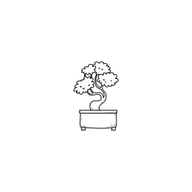 Bonsai tree drawing black and white clipart