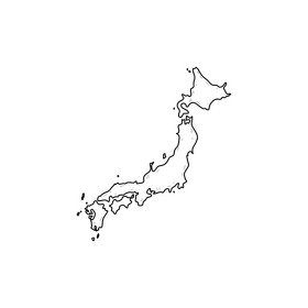 Japan map drawing black and white clipart